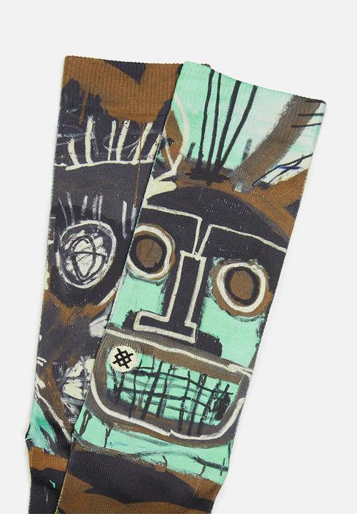 Stance Socks - 2 heads on gold socks - black