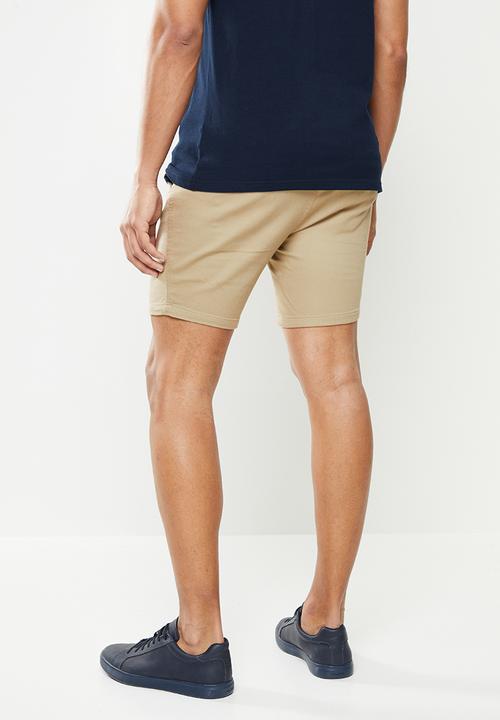 Aca Joe - Cotton poly stretch bermuda shorts - stone