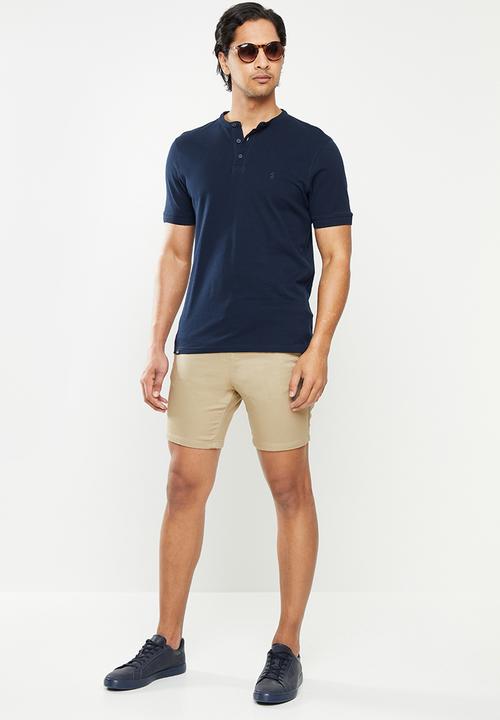 Aca Joe - Cotton poly stretch bermuda shorts - stone