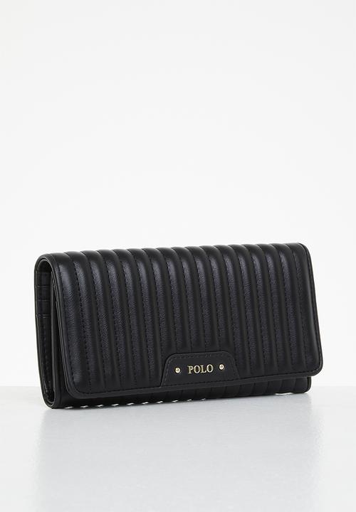 POLO - Quilt slim trifold purse - black