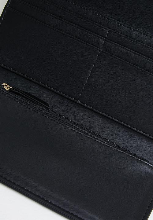POLO - Quilt slim trifold purse - black