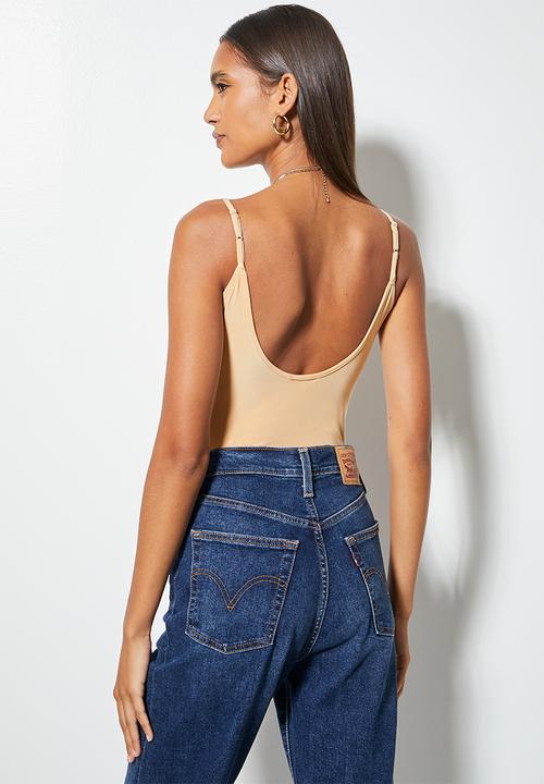 VELVET - Asym strappy bodysuit - mink