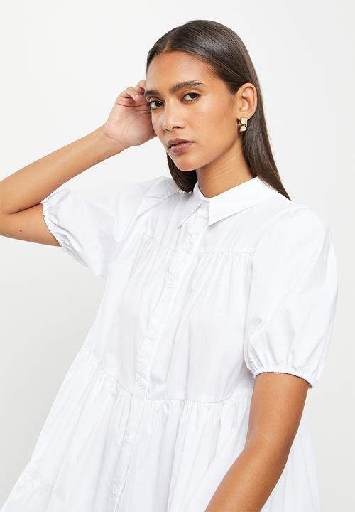 urban° - Ladies urban tiered button-up dress - white