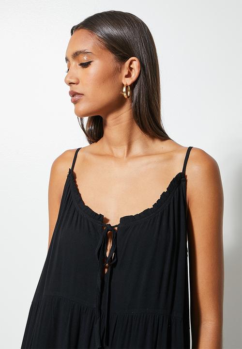Superbalist - Ruffle trappy midi dress -  black