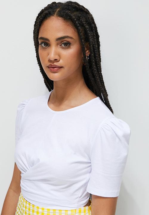 Blake - Functional wrap short sleeve top - white