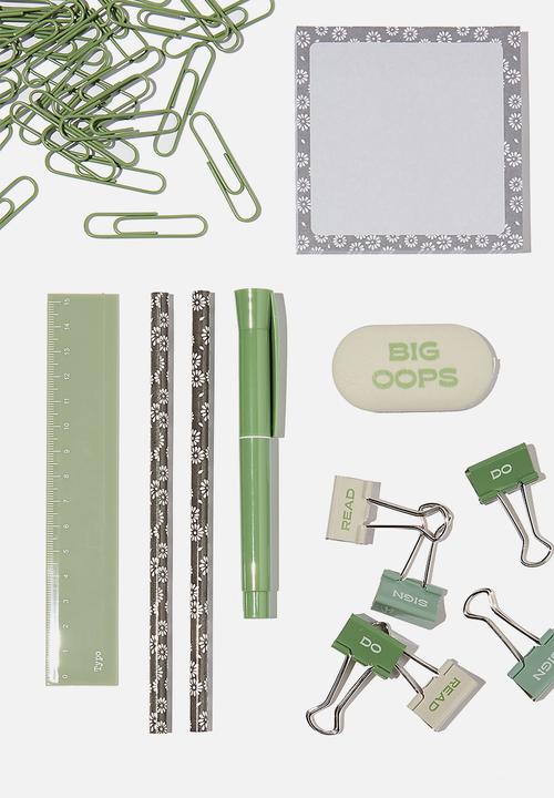Typo - Desk set-stamped daisy grey & green