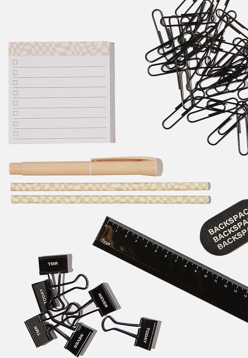 Typo - Desk set-warp checkerboard ecru & black