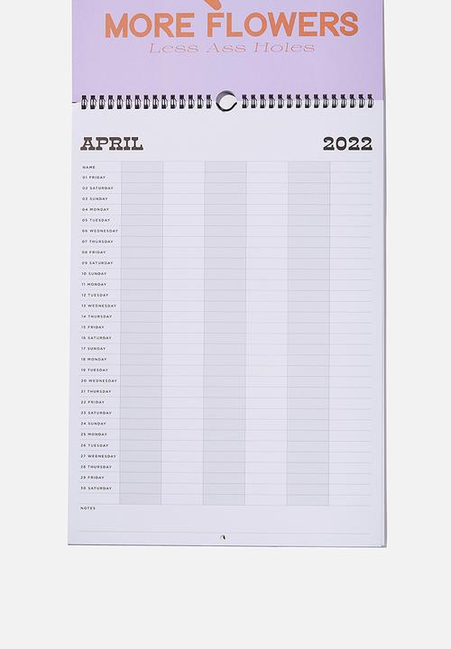 Typo - 2022 household calendar - lilac floral