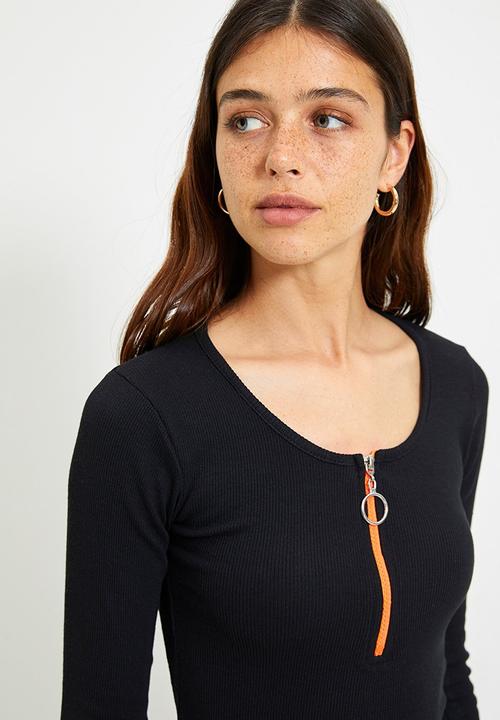 Trendyol - Zipper detailed knit top - black