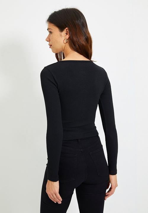 Trendyol - Zipper detailed knit top - black