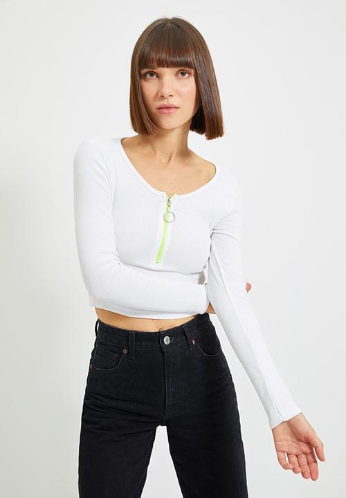 Trendyol - Zipper detailed knit top - white