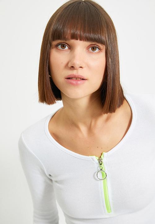Trendyol - Zipper detailed knit top - white