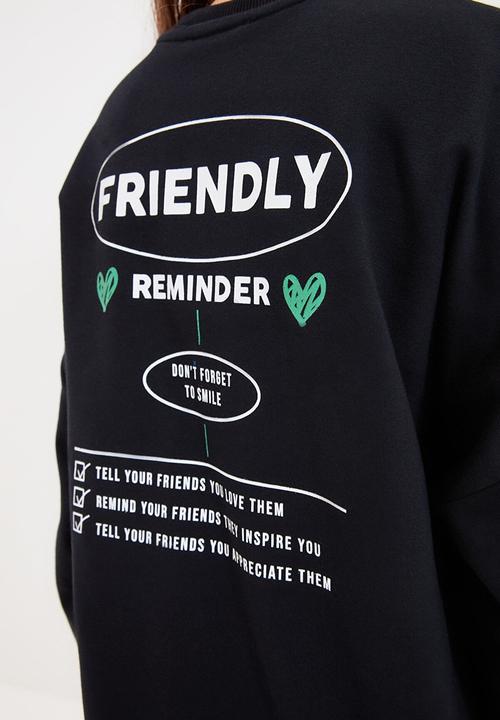 Trendyol - Back printed knitted sweatshirt - black
