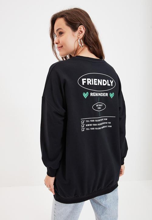 Trendyol - Back printed knitted sweatshirt - black