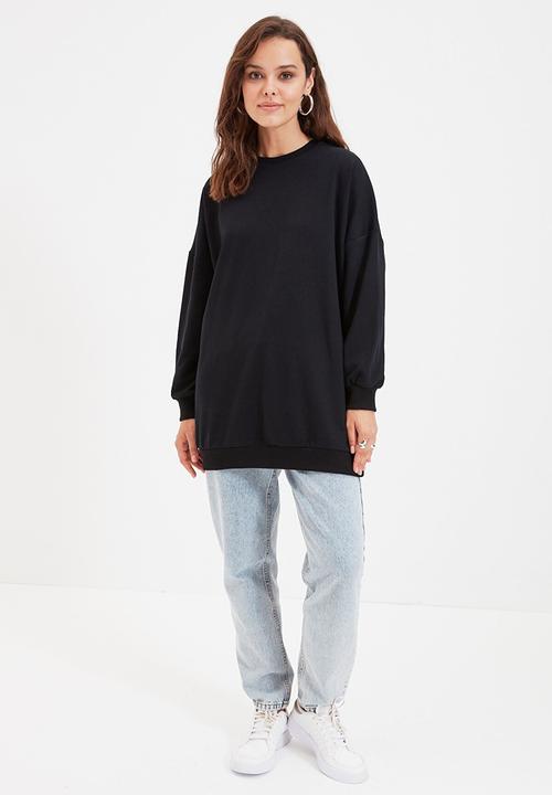 Trendyol - Back printed knitted sweatshirt - black