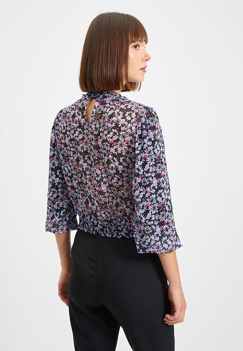 Trendyol - Waist pleated printed  blouse - multi