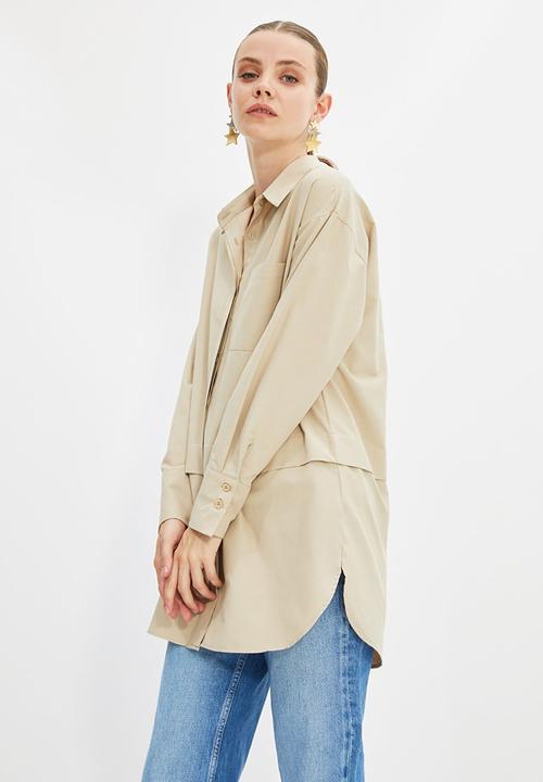 Trendyol - Longer length hem detail  shirt - beige