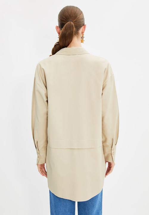 Trendyol - Longer length hem detail  shirt - beige