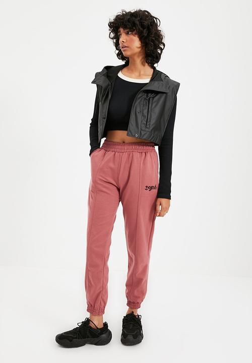 Trendyol - Embroidered loose jogger sweat pants - rose