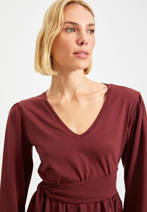 Trendyol - Tie detailed blouse - brown