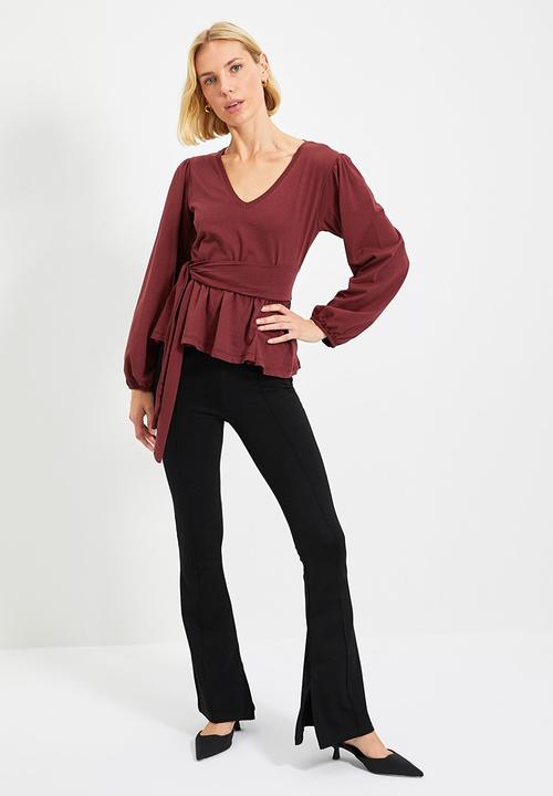 Trendyol - Tie detailed blouse - brown