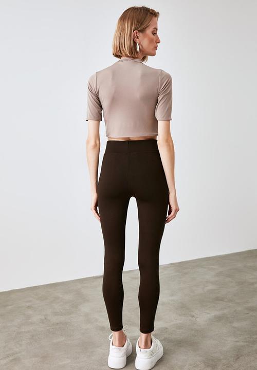 Trendyol - Striped leggings - brown