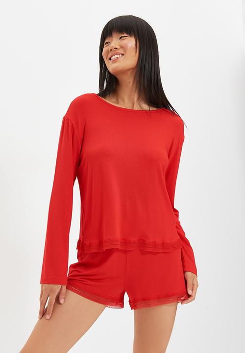 Trendyol - Knitted pajamas set - red