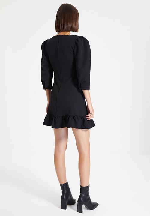 Trendyol - Square collar buttoned dress - black
