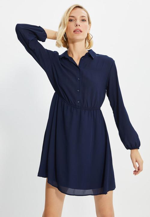 Trendyol - Shirt collar dress - navy