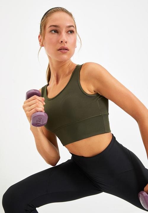 Trendyol - Round neck supported sports bra - khaki