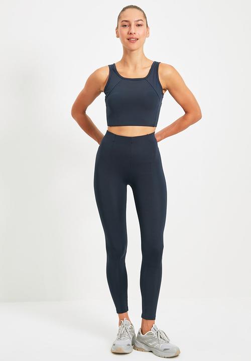 Trendyol - Ribbed sport leggings - dark navy