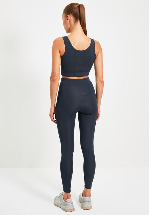 Trendyol - Ribbed sport leggings - dark navy