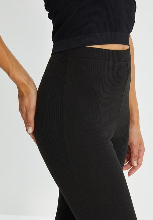 Trendyol - Ribbed leggings - black