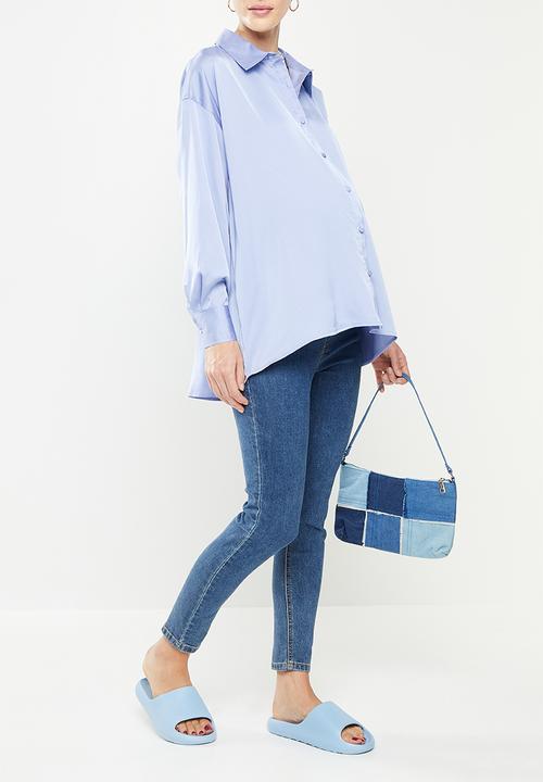 Cotton On - Maternity satin dad shirt - soft blue