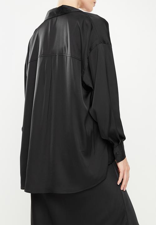 Cotton On - Maternity satin dad shirt - black