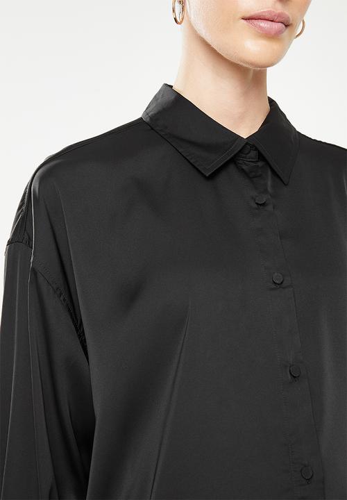 Cotton On - Maternity satin dad shirt - black