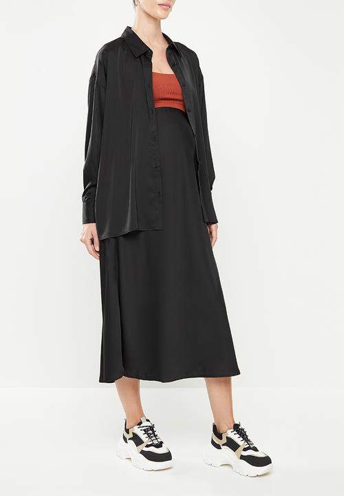 Cotton On - Maternity satin dad shirt - black