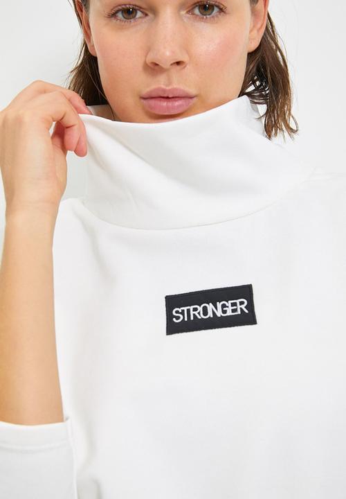 Trendyol - Printed waist pleated oversized knit sweatshirt - ecru