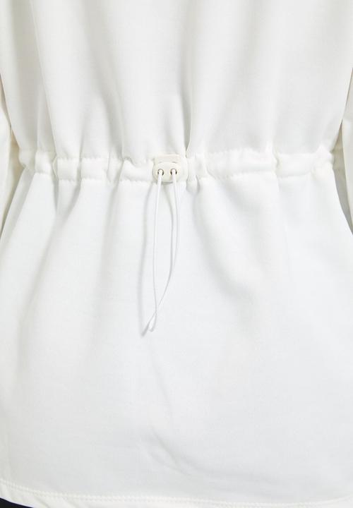 Trendyol - Printed waist pleated oversized knit sweatshirt - ecru