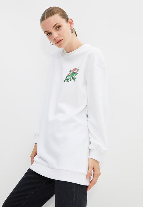 Trendyol - Printed knitted sweatshirt - white
