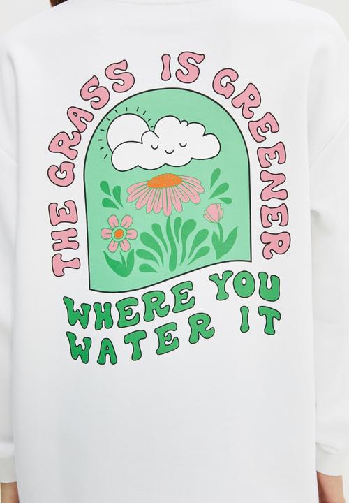 Trendyol - Printed knitted sweatshirt - white