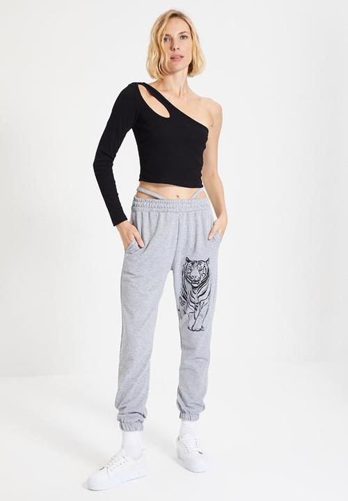 Trendyol - Printed  slim sweatpants - grey