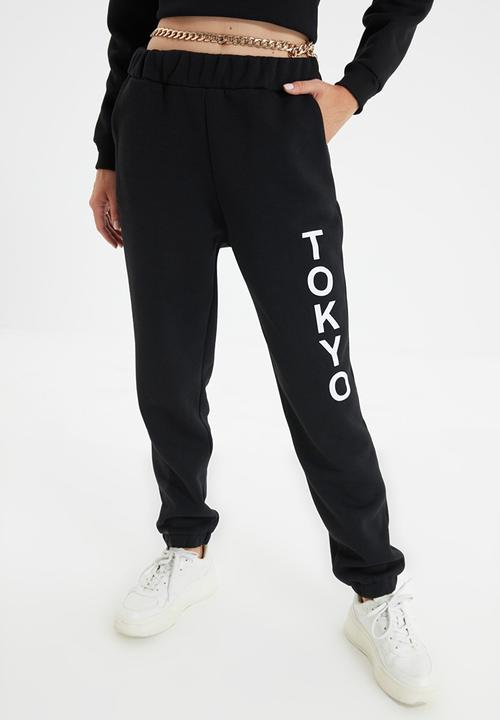 Trendyol - Printed  slim sweatpants - black