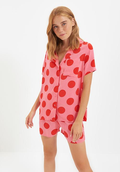 Trendyol - Polka dot pajamas set - fuchsia