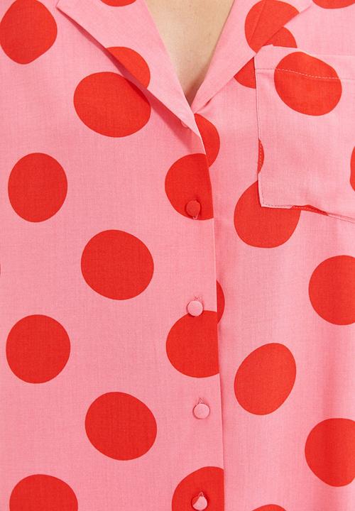 Trendyol - Polka dot pajamas set - fuchsia