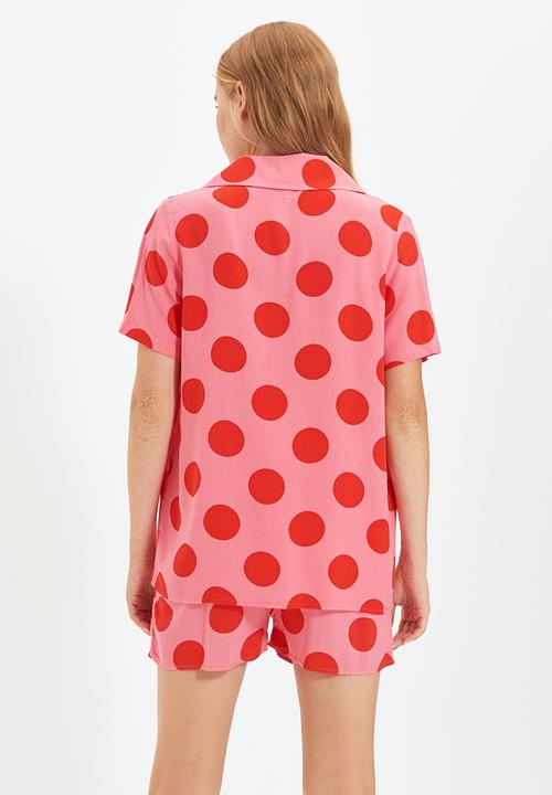 Trendyol - Polka dot pajamas set - fuchsia