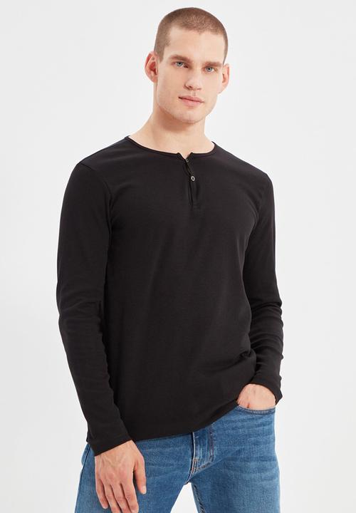 Trendyol - Tim long sleeve henley - black