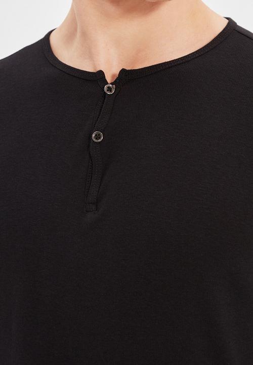 Trendyol - Tim long sleeve henley - black