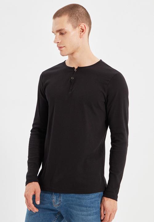 Trendyol - Tim long sleeve henley - black