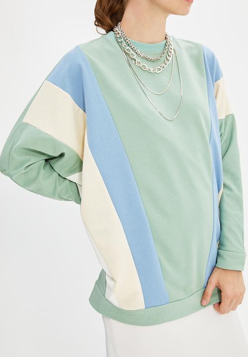 Trendyol - Knitted paneled sweatshirt - mint